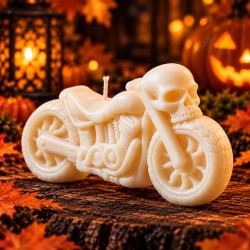 Świeca Halloween motocykl z czaszką – prezent i dekoracja