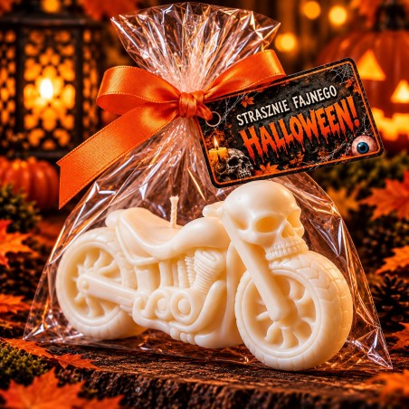 świeca halloweenn motor z czaszką