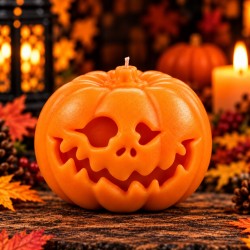 🎃 Świeca sojowa Halloween – Straszna Dynia z Upiornym Uśmiechem personalizacja